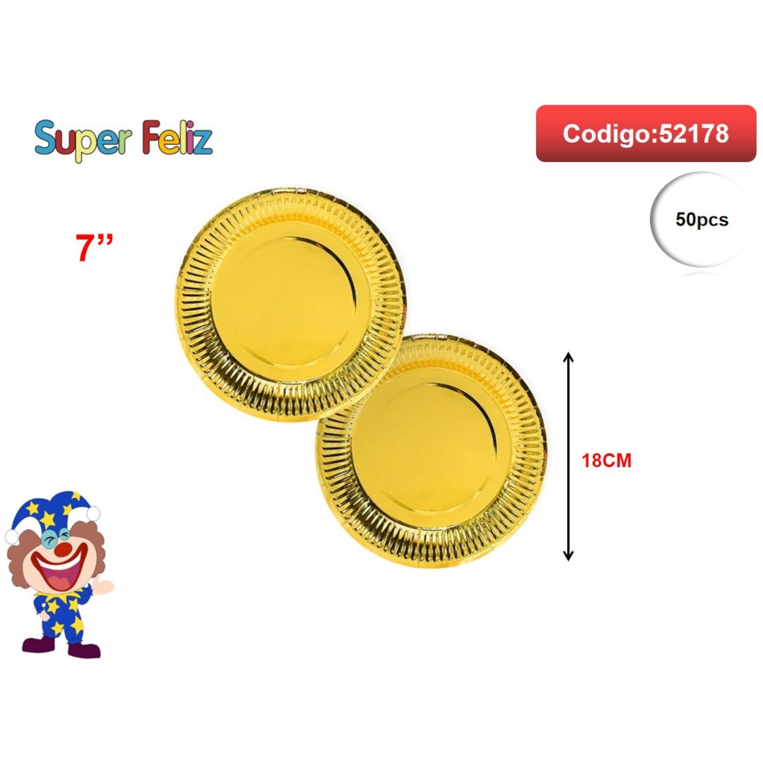 Plato 50pcs 7" dorado
