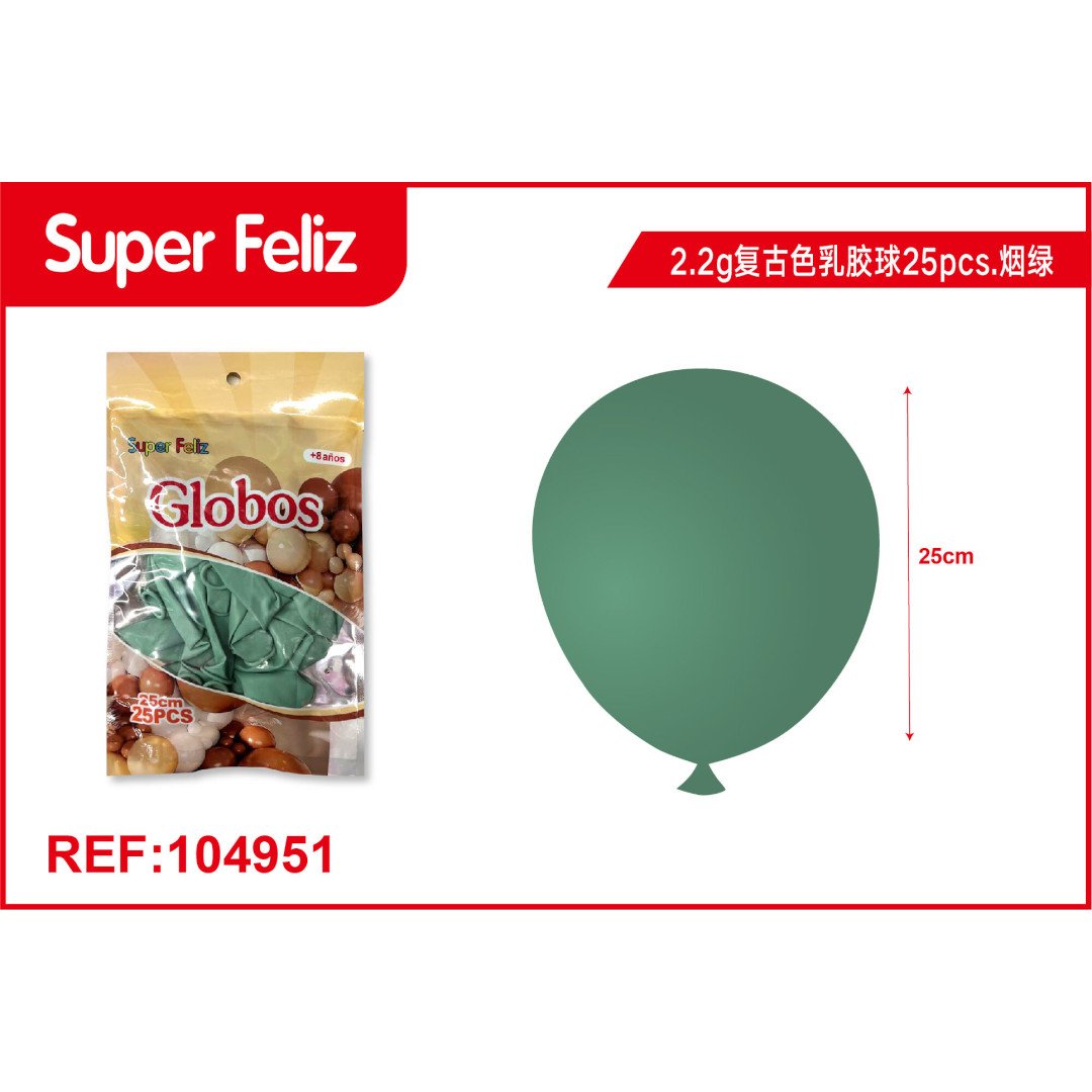 Globos de látex de colores retro verde 25pcs